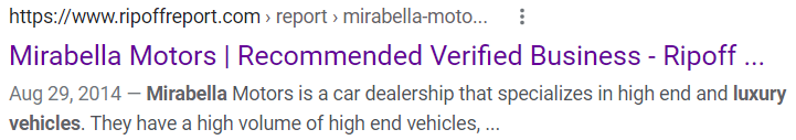 Mirabella Luxury Vehicles
