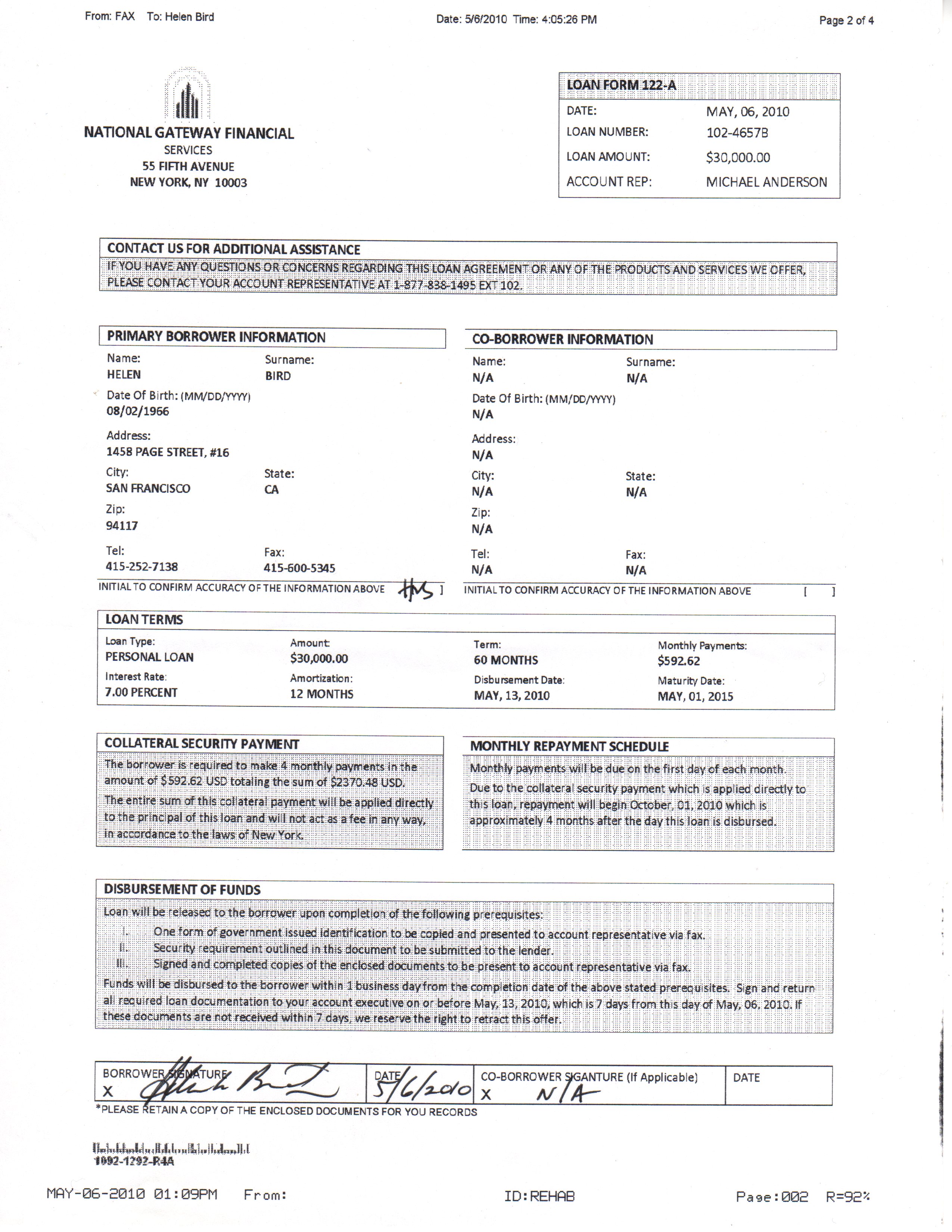 loan document with company logo