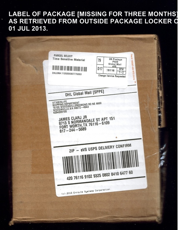 SHIPPING LABEL AS RECD 07-01-2013