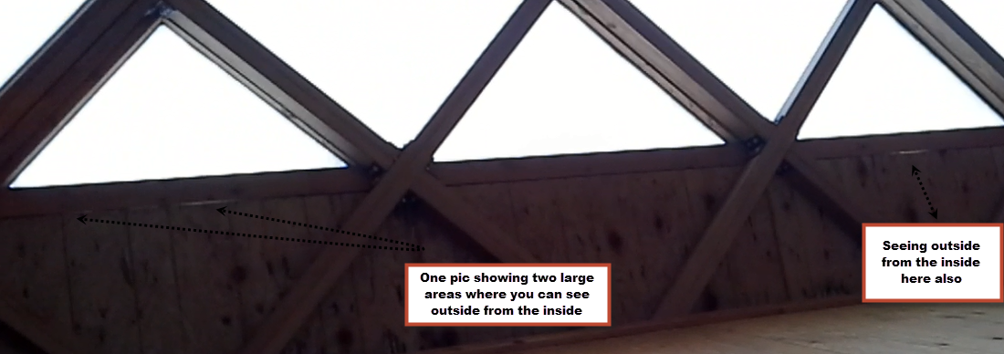 Heres one with two pics showing the gaps, they are difficult to capture because when you look up the light blinds the camera. Im having difficulty posting pictures follow the arrows