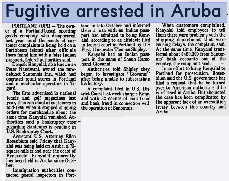 Article on Ex-Fugitive from Google News Archieve File  
