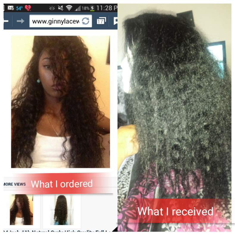 On the left (what I thought I ordered) 
On the right (what I recieved)

No 100% human hair should look like this after a simple co-wash. Never worn, just washed.