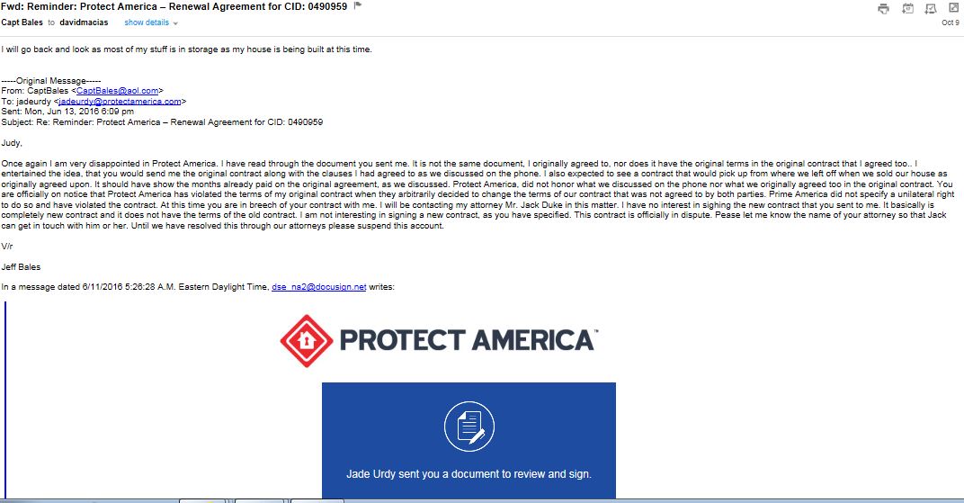 Email to Protect America