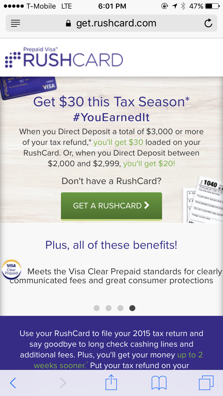 This is the snapshot i got from rushcard.com