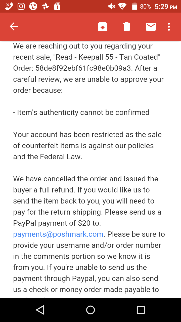 Email from Poshmark 