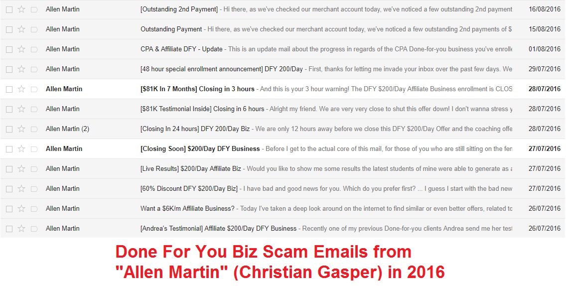 Allen Martin Scam Emails aka Christian Gasper Scam Emails