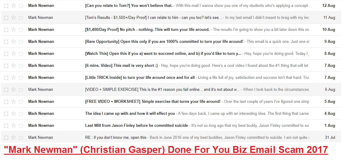 Mark Newman Email Scams aka Christian Gasper Email Scams