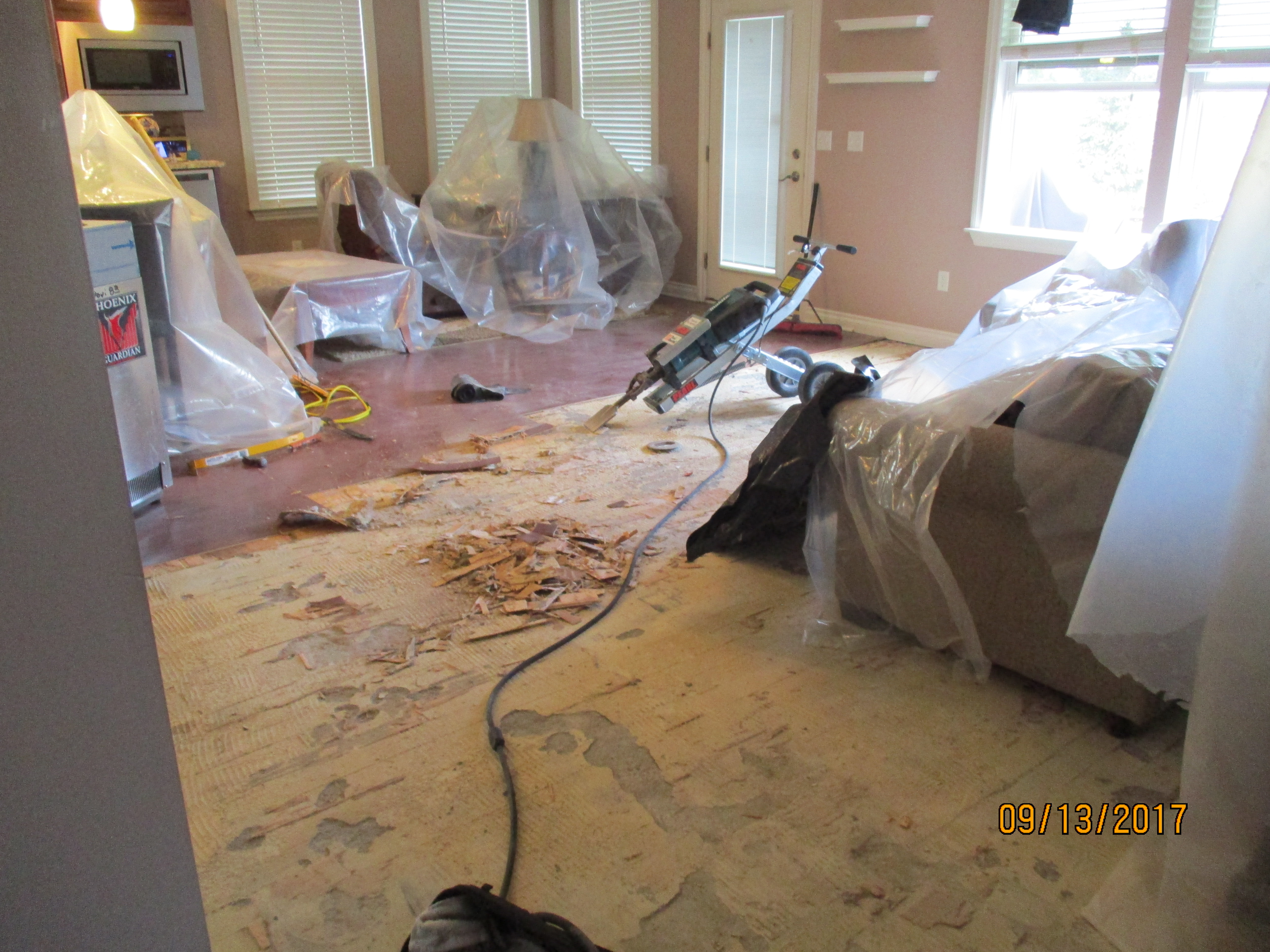 Wood floors being removed because of sewage in my home