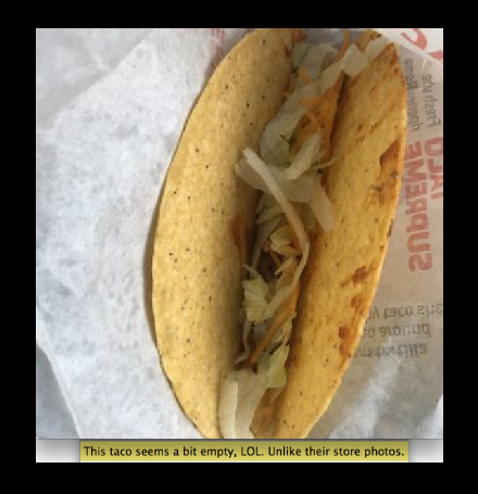 There is almost no beef in this Taco Bell taco at all. 
