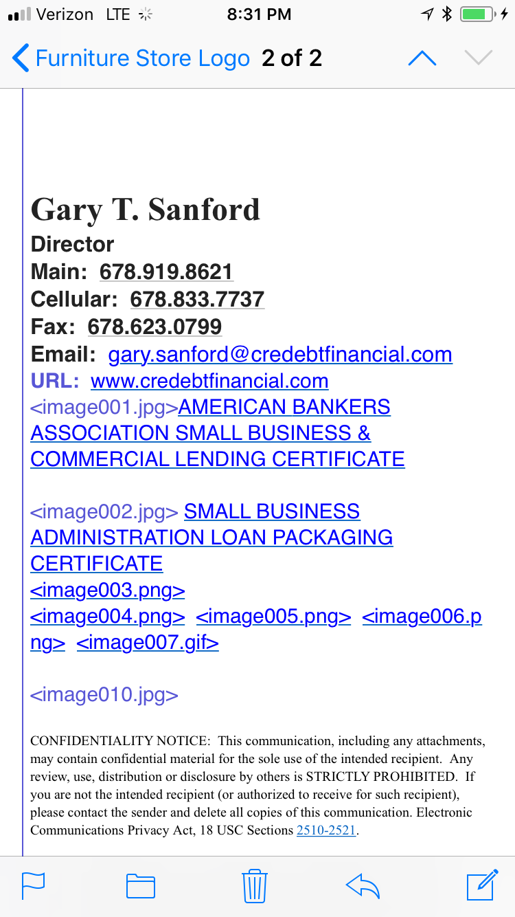 CREDEBT FINANCIAL INFO GARY SANFORD