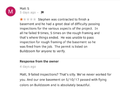 Matt review about basement inspection failures 