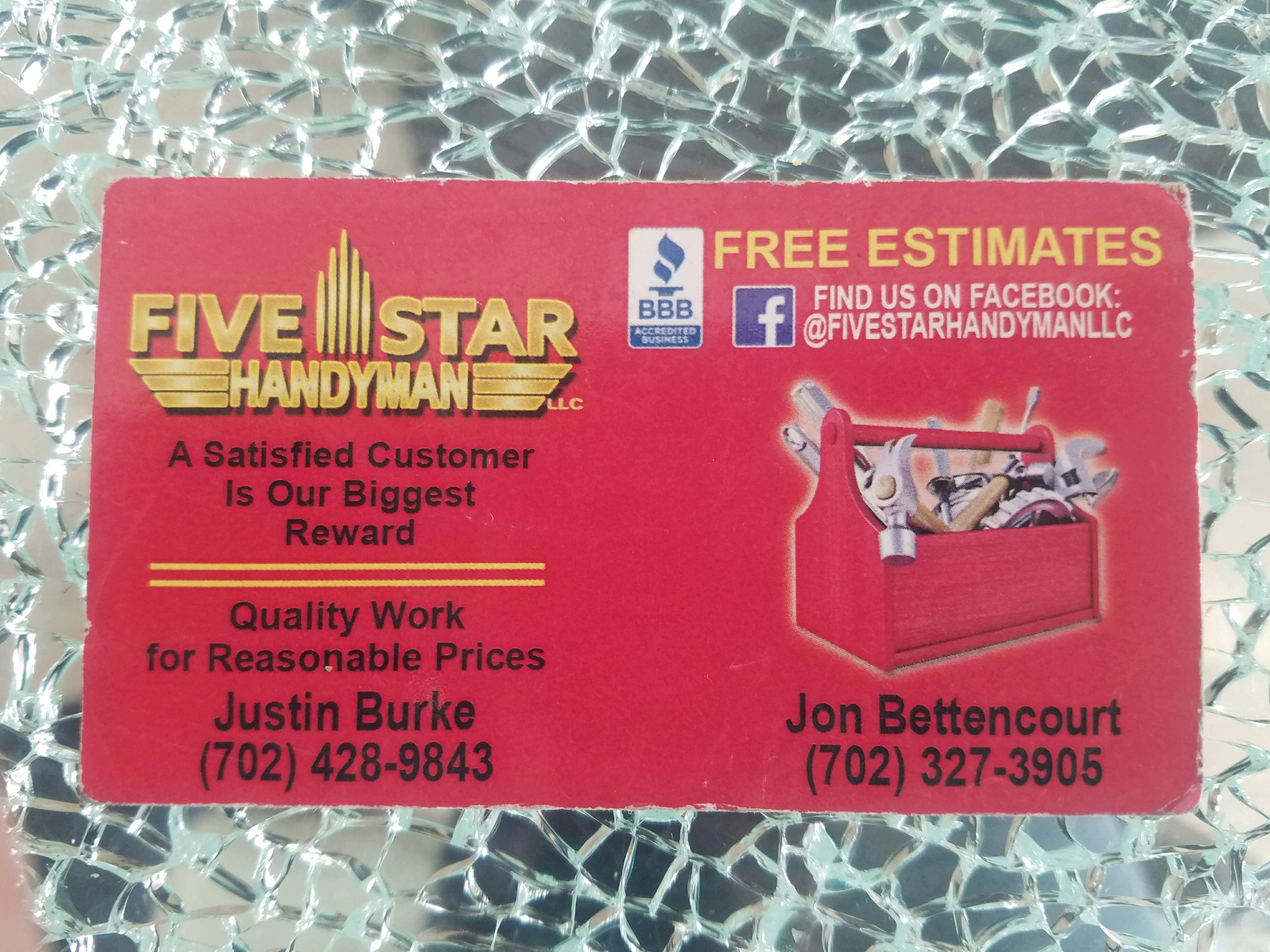 Five Star Handyman (Jon Bettencourt)business card