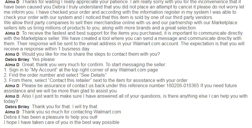 Chat with Walmart Supervisor