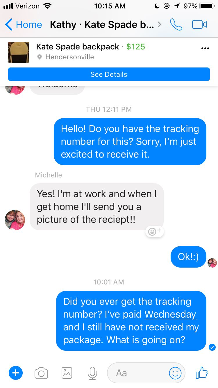 Facebook conversation with Michelle Powers