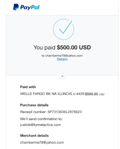 Justin Burns paying me for the webinar