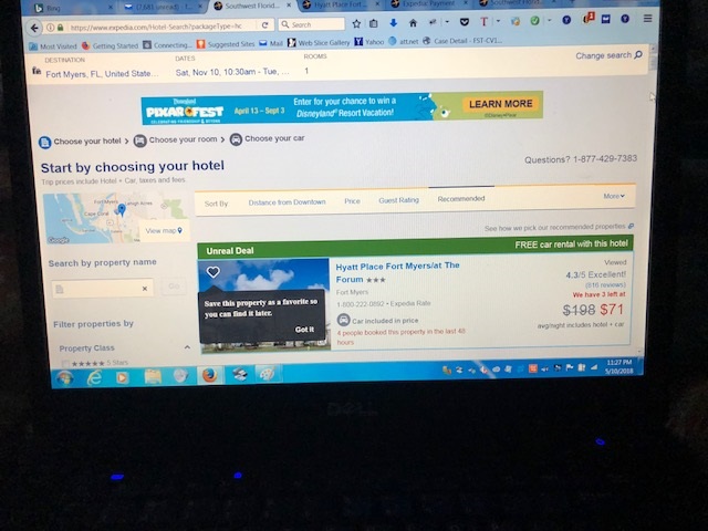 TOP OF THE PAGE SHOWS FREE RENTAL CAR IF YOU BOOK 