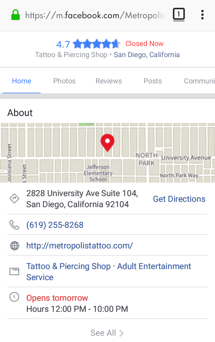 Metropolis Tattoo and Piercing business address