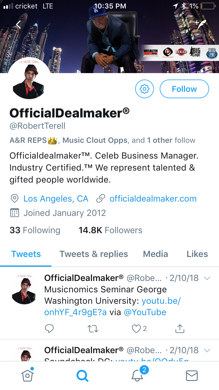Also goes by offical deal maker on Twitter 