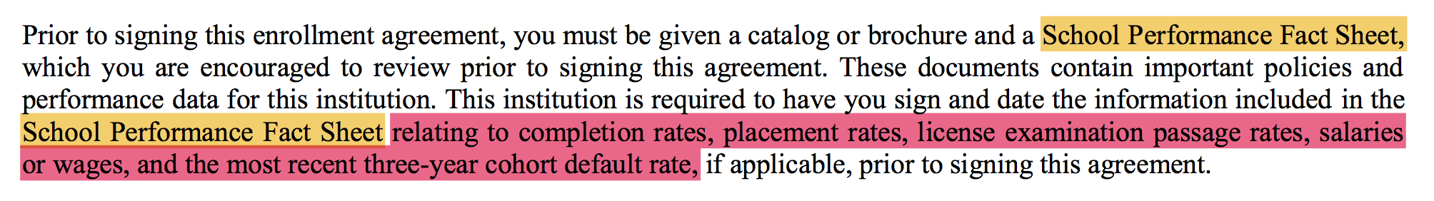 Redwood Enrollment Agreement passage