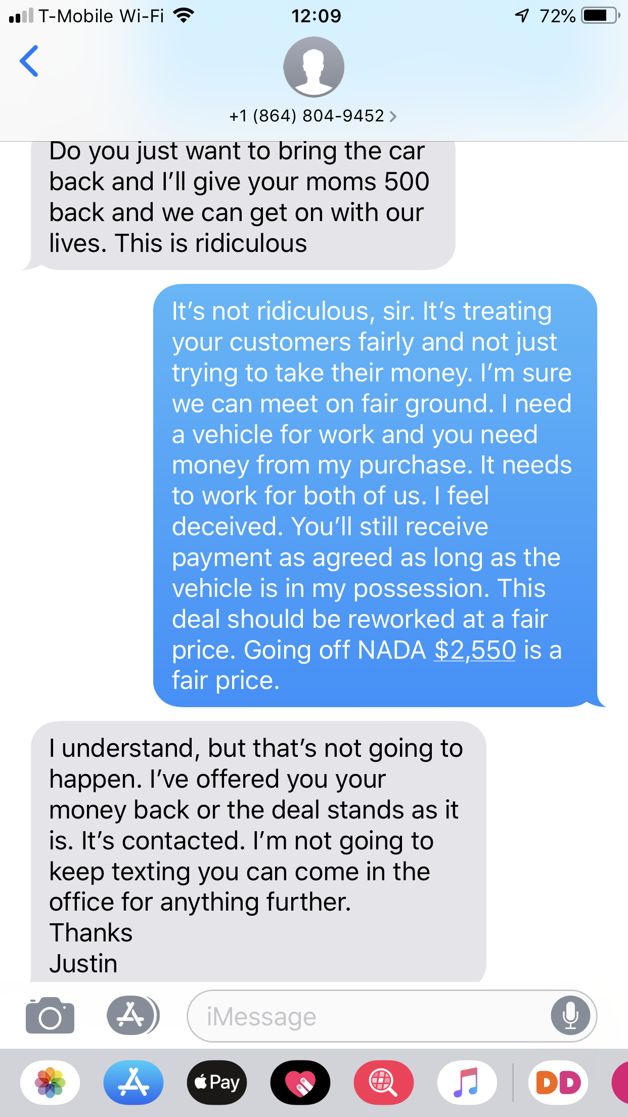 Text Message to Refund and Return