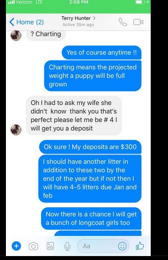 Terry Hunter attempt to buy from a breeder9