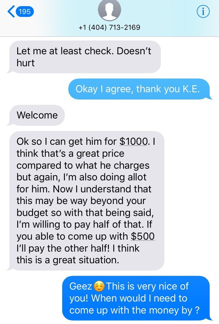 Text with K.E.