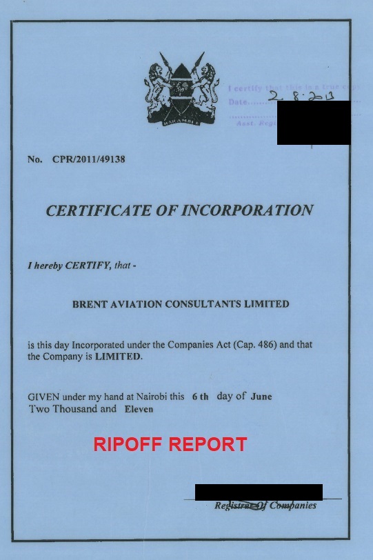 Brent Aviation Nairobi Kenya License