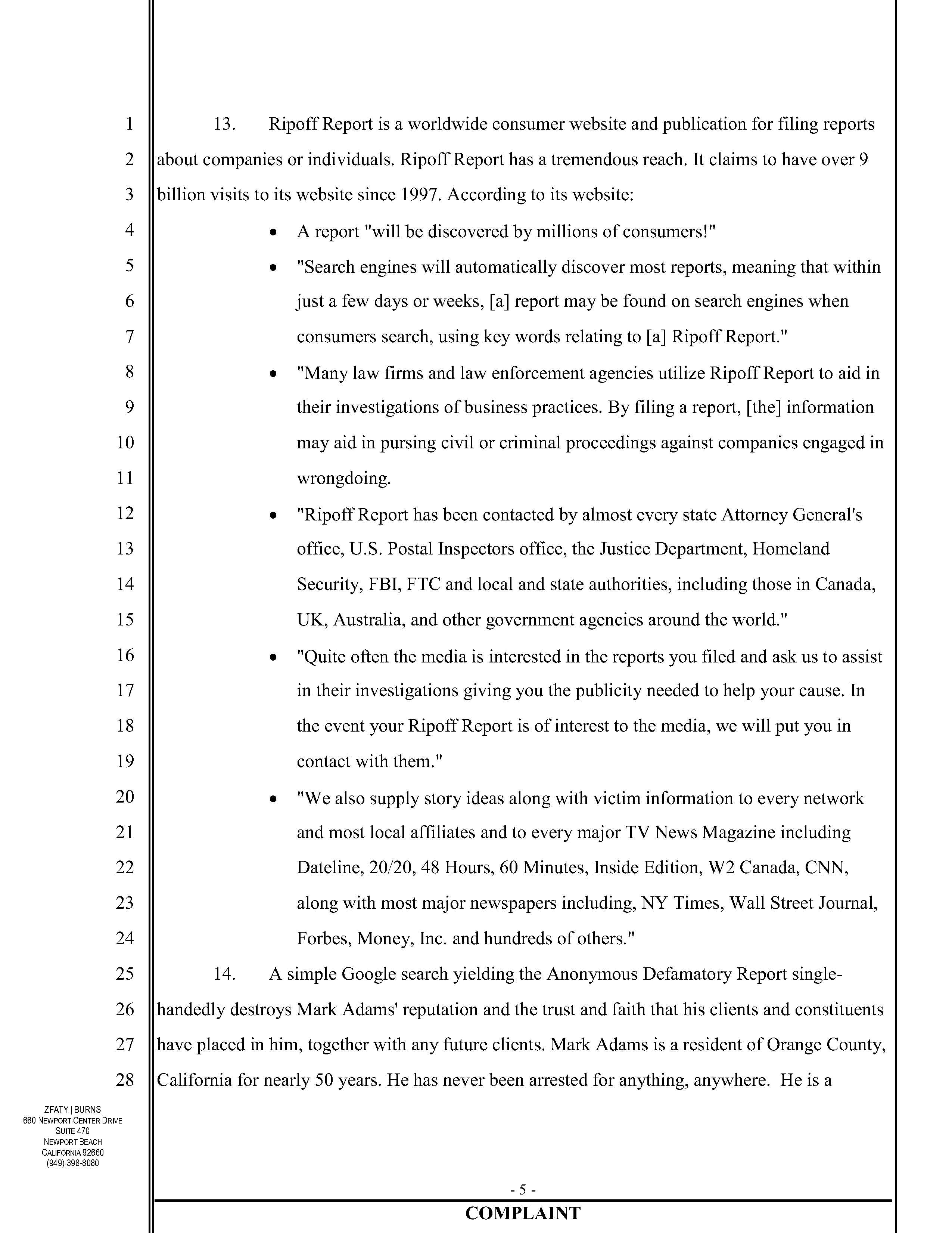 Court Conformed Copy of Complaint, page 6