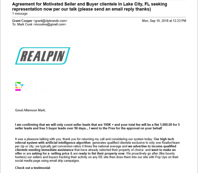 Lead description and guarantee by Realpin