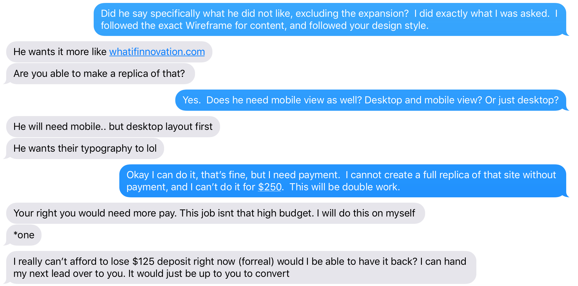 Rick wanted me to build a new site w/o pay.