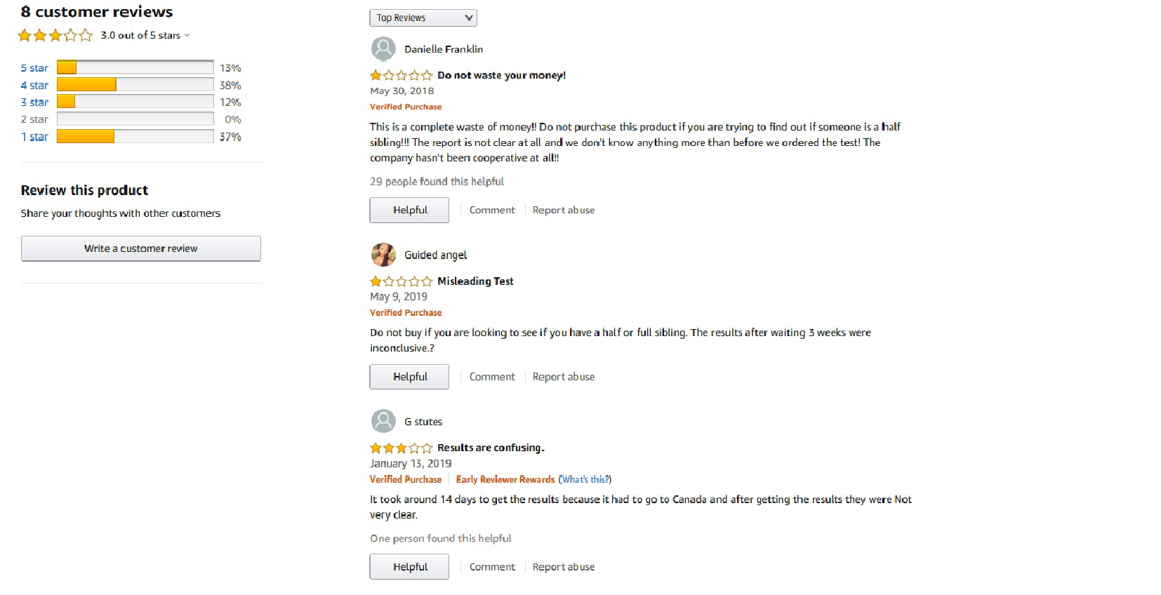 some of their negative customer reviews on amazon