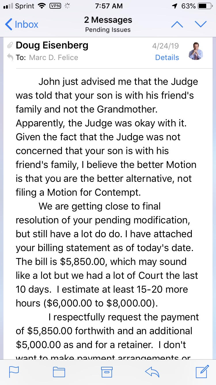 email from lawyer about money