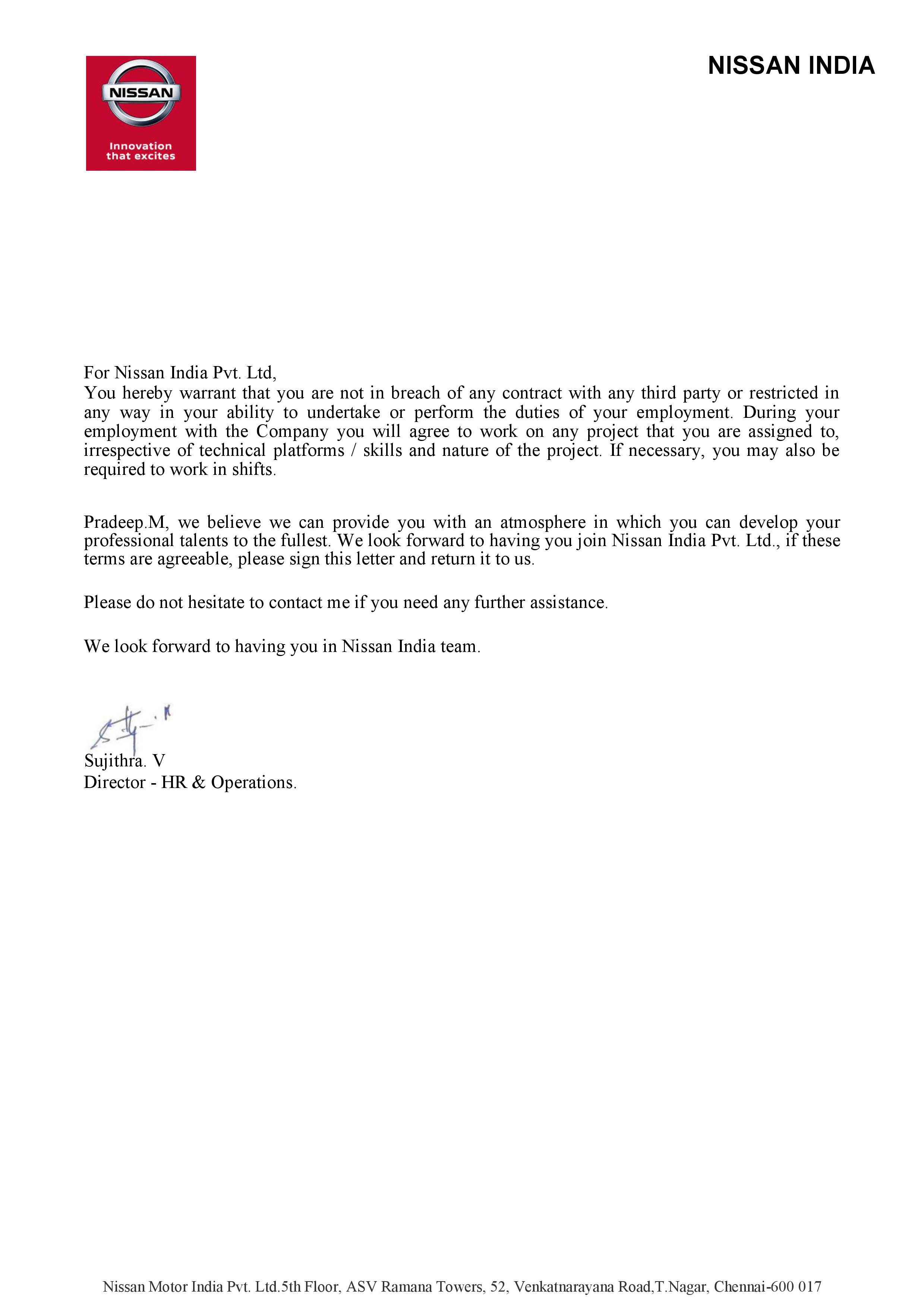 Pradeep Nissan Offer Letter_3