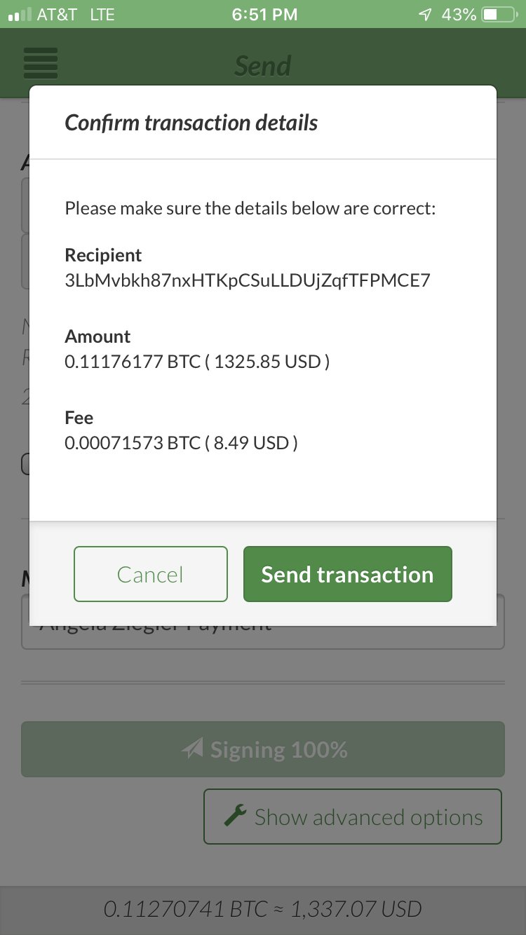 Payment sent directly to Wouter