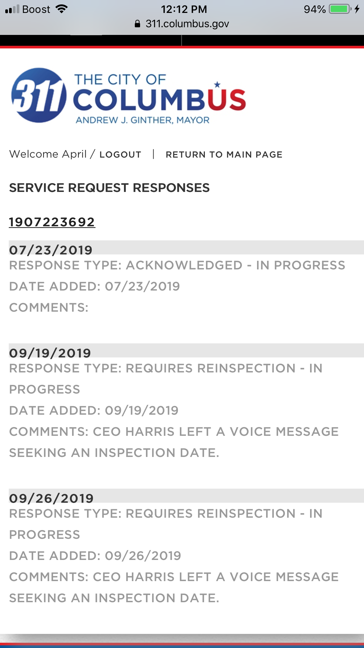 Reported back in July 2019 no action taken