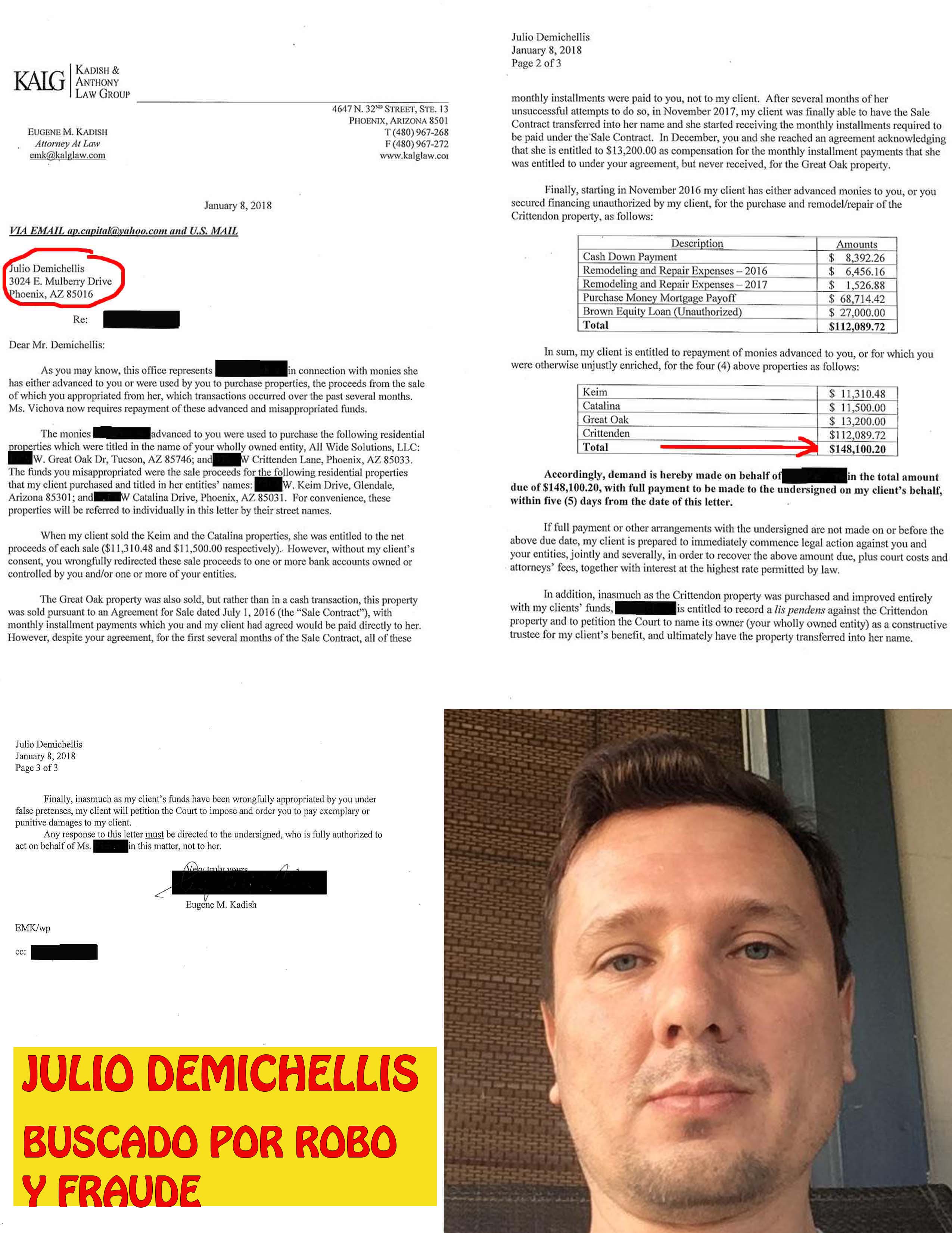 Demand Letter for Julio Demichellis ALL WIDE SOL