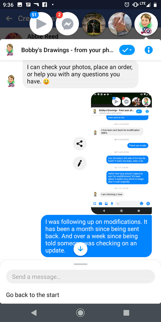 Messages pulled from her FB post