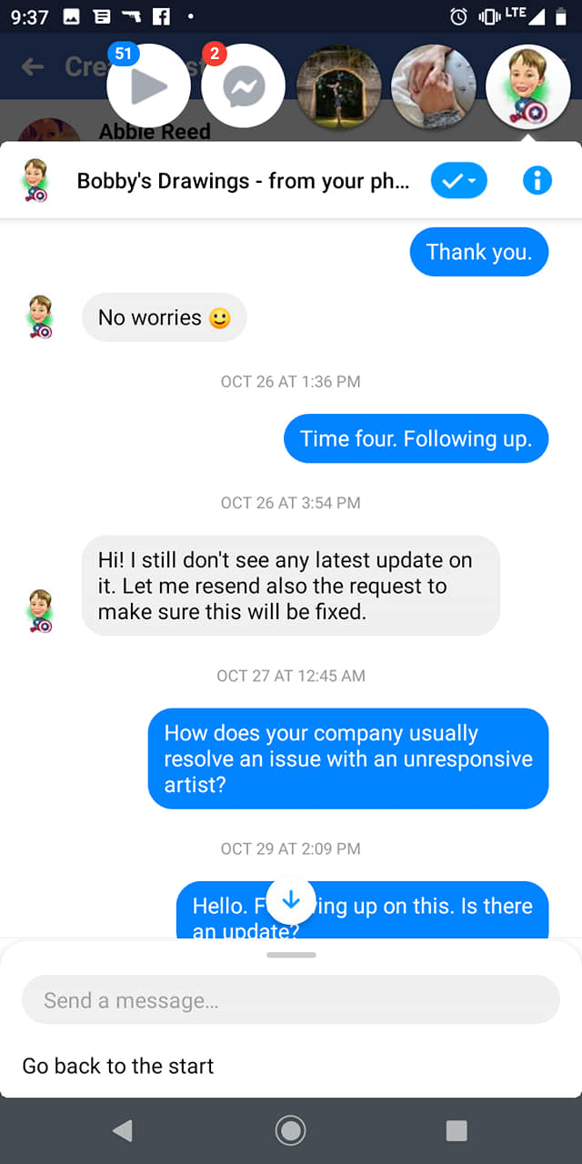 Messages pulled from her FB post
