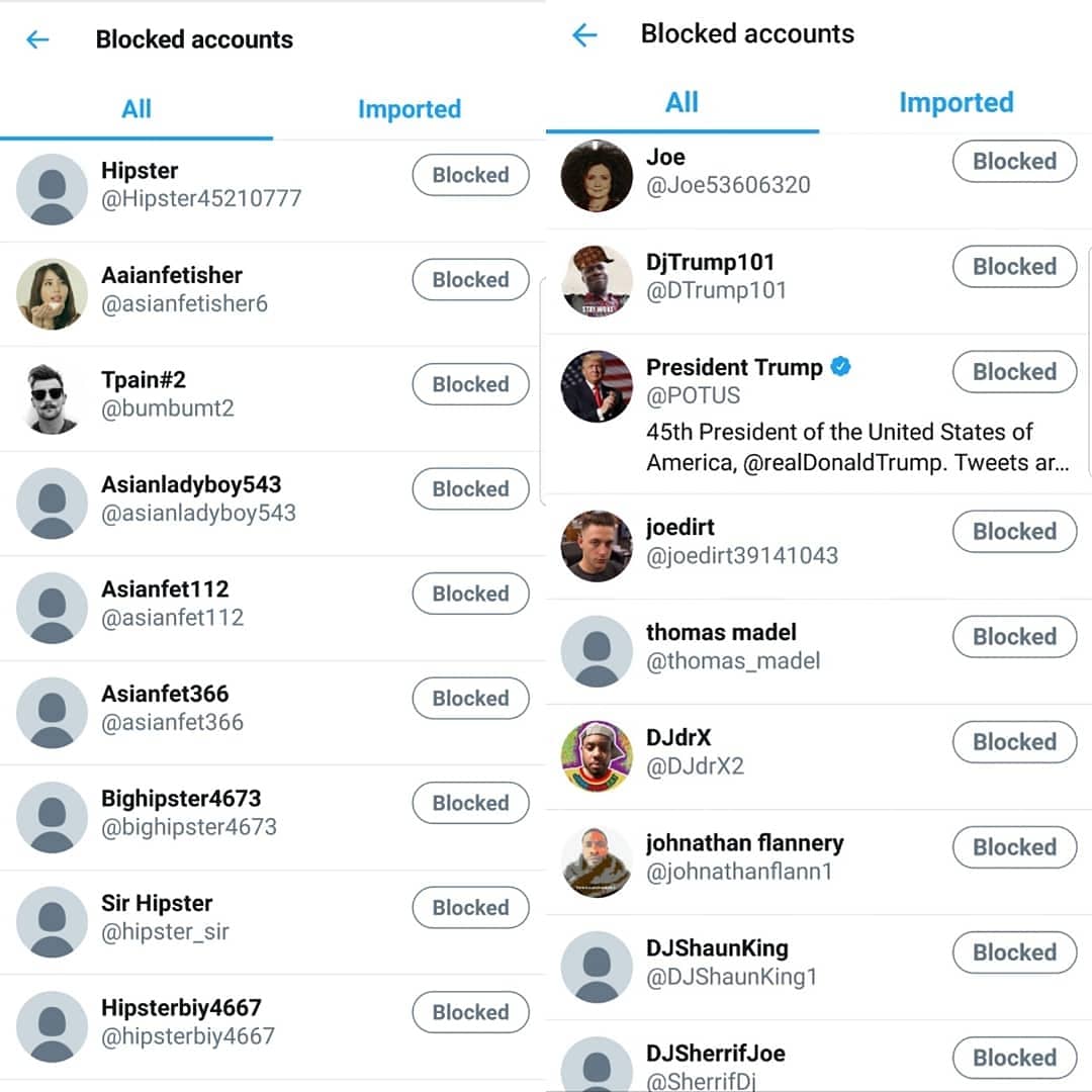 The accounts I blocked that Thomas used