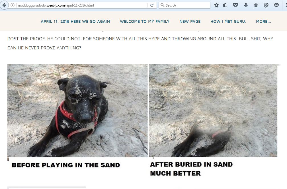The page suggested burying a dog