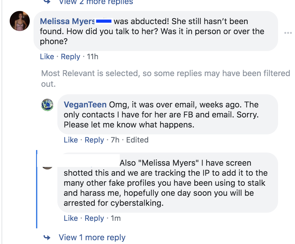 one of many fake profile posts to slander victim