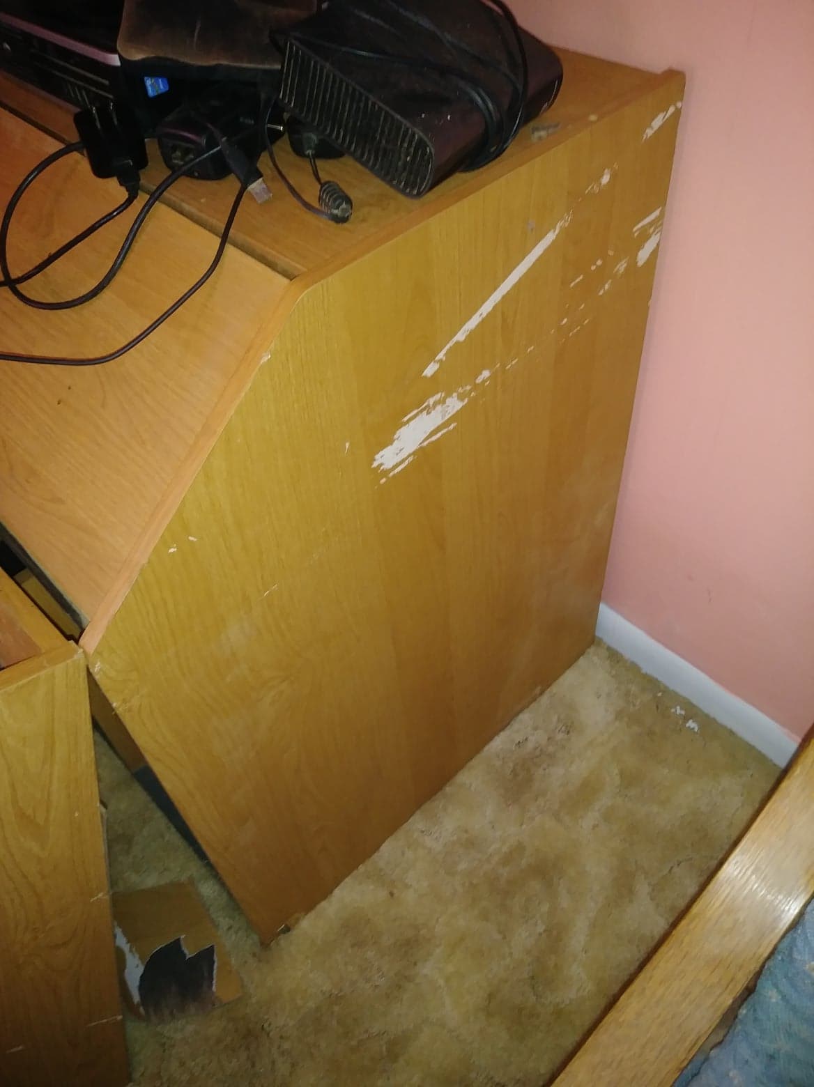 desk after tape removed