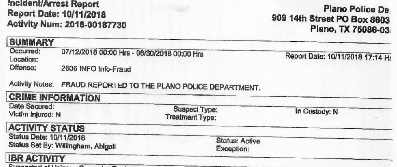 partial of police report: 'cyberspace' location