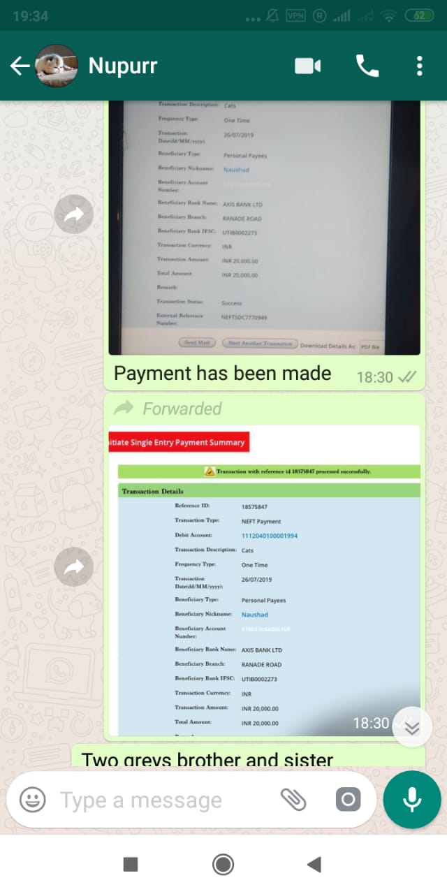 Proof of advance payment 