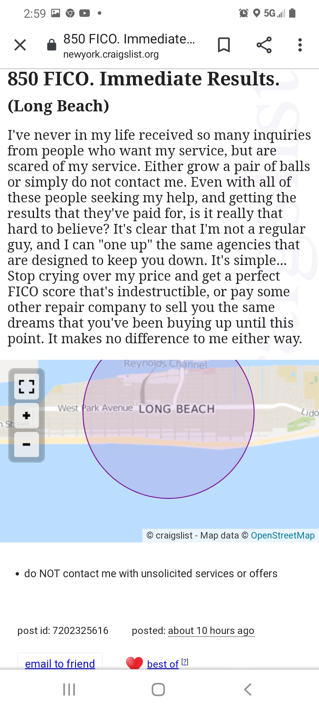 Scammer's ad