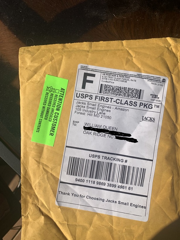 Fraud package sent containing nothing