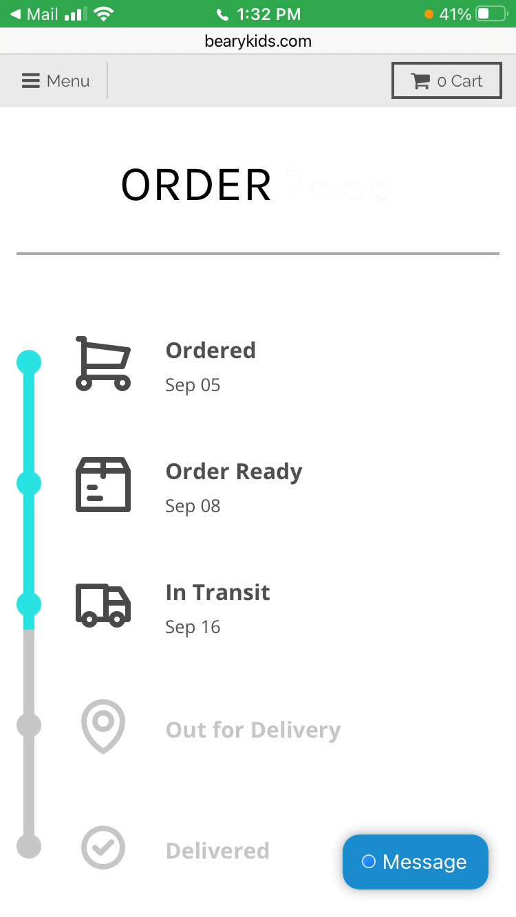 Tracking of item showing in transit               