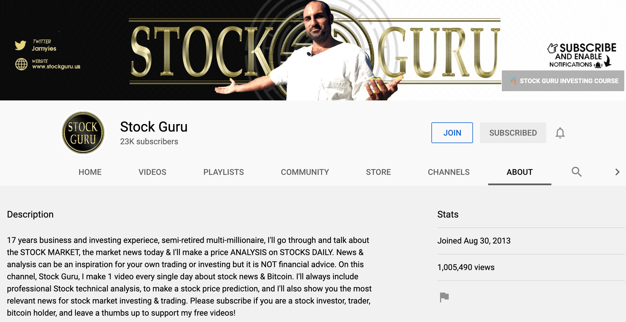 Stock Guru YouTube