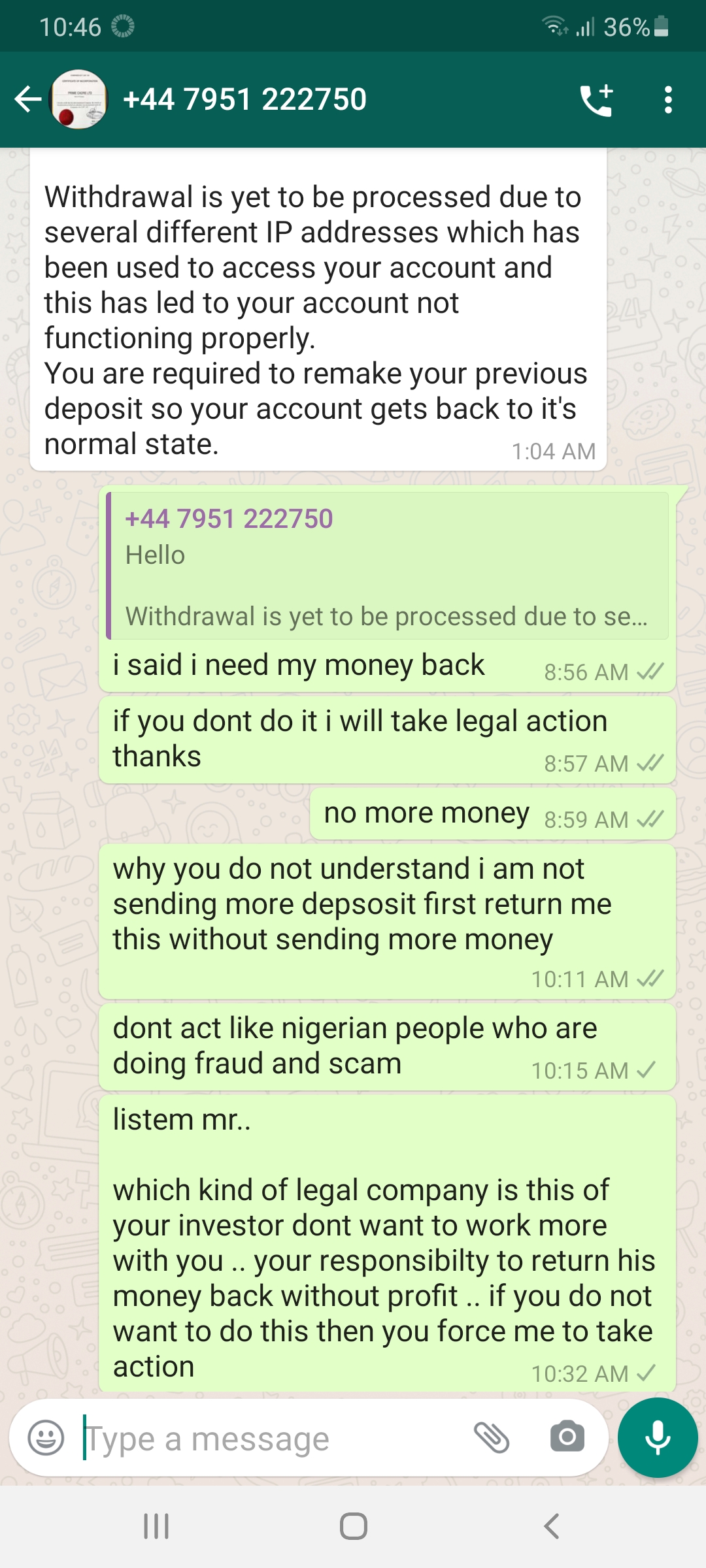 Scammer keep asking me money, I need my investm