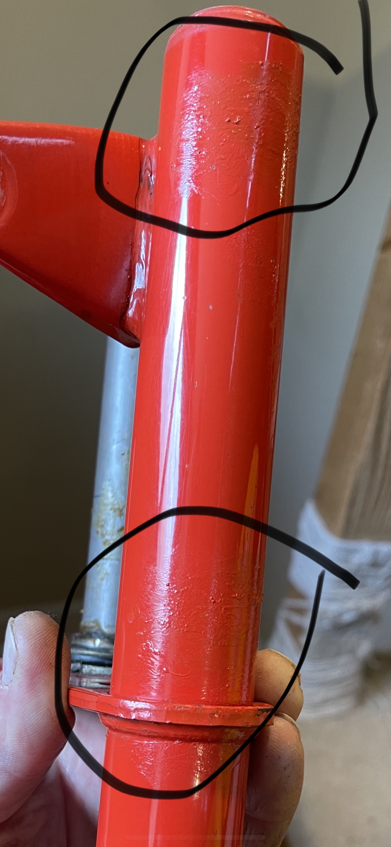 bad repaint/touch up on the front forks